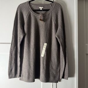 Men's Textured Knit Crewneck Sweater - Gray